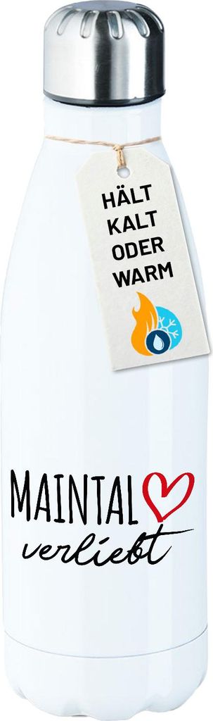 Huuraa Trinkflasche Maintal verliebt 500ml White Edelstahl Wasserflasche Trinkflasche Geschenkidee