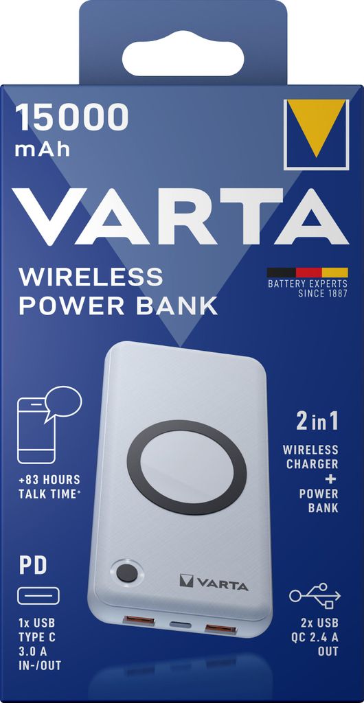 VARTA Wireless wireless Powerbank 15.000 mAh weiß Produktbild 