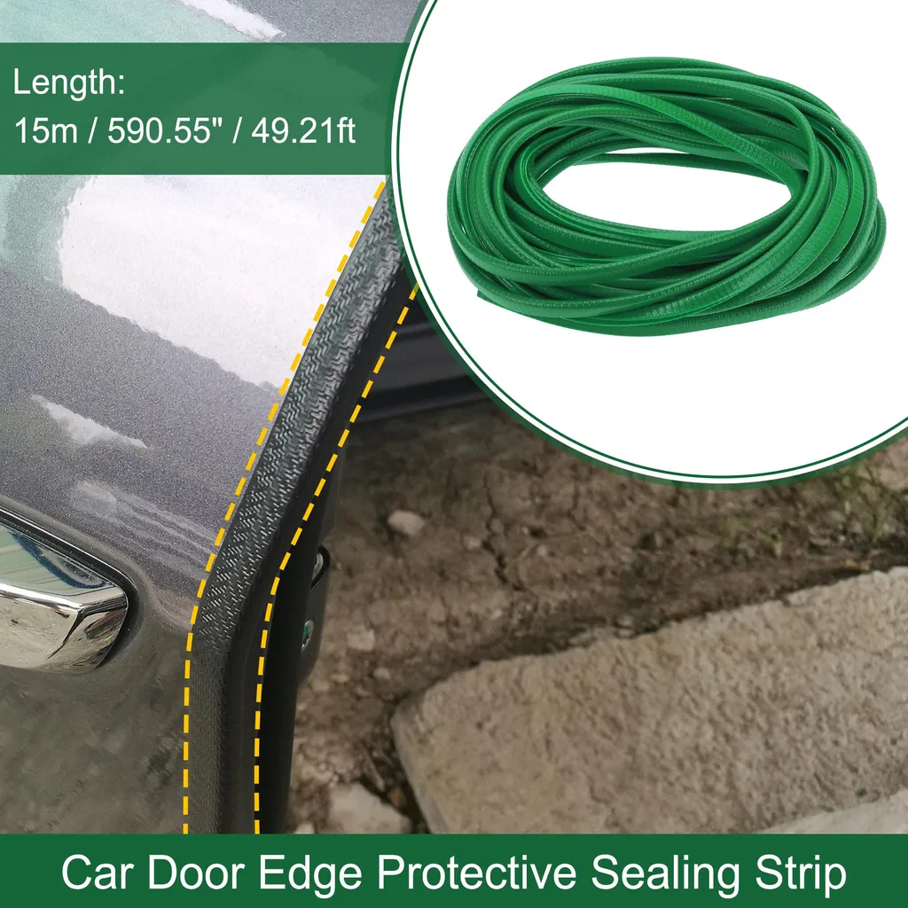 Joint de Bord de Portière de Voiture en U Vert 15m en PVC et Fer Flexible