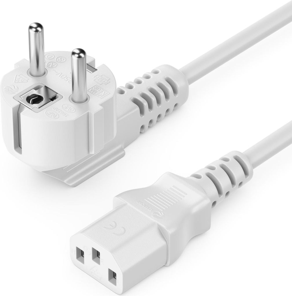 deleyCON 6m Kaltgerätekabel Netzkabel Stromkabel Schutzkontakt Stecker Typ F (CEE 7/7) 90° Gewinkelt auf Kaltgerätekupplung C13 Buchse PC Comput...