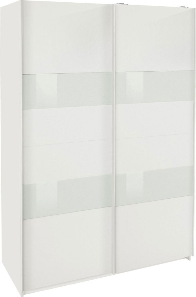 Schwebetürenschrank Altona Kleiderschrank Ausführung wählbar,weiß / Weißglas,135x64x198cm