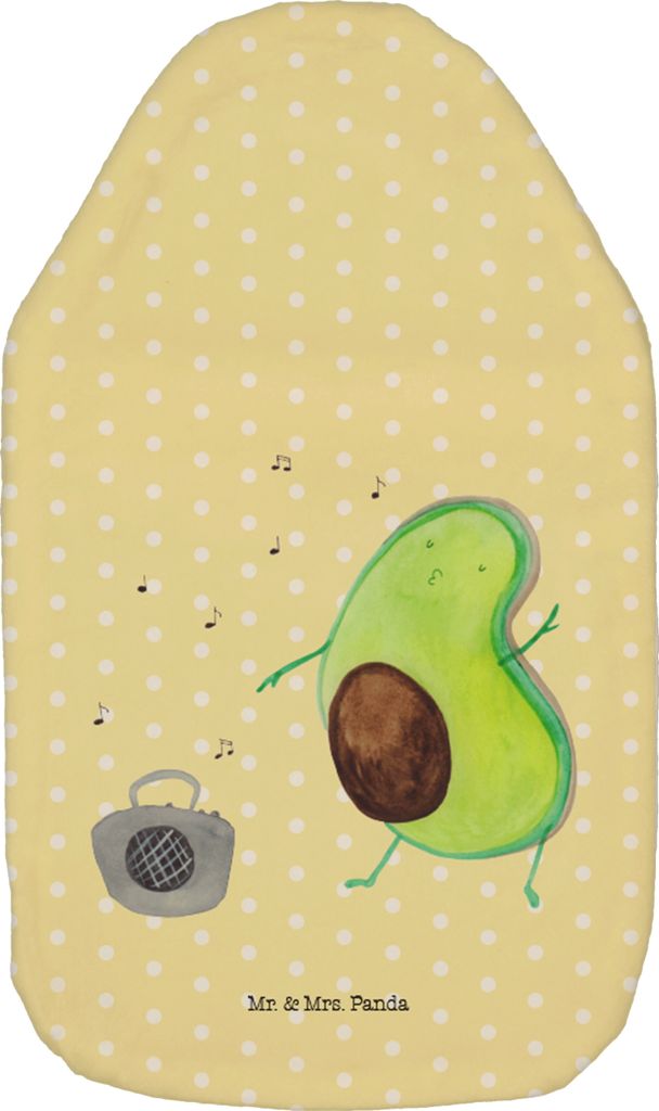 Mr. & Mrs. Panda Wärmflasche Avocado Tanzen - Gelb Pastell - Geschenk, Party, naturkautschuk, Wärmflaschen, Fröhlich, Gesund, Wärmekissen, Sing...