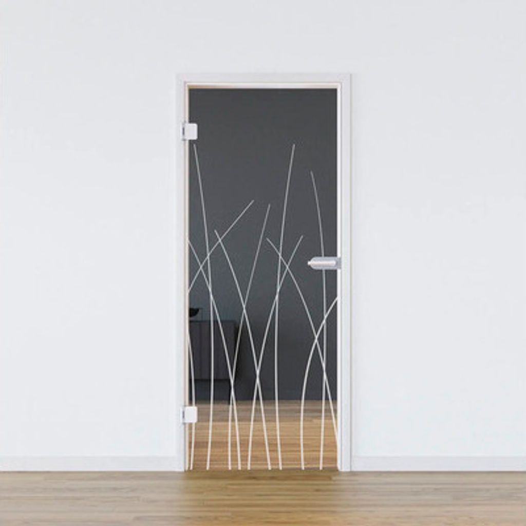 Pertura Glastür Komplettset Glera Reeds 01 709x2085x8 mm Links inkl. Beschlag Jonte Studio Business unverschließbar