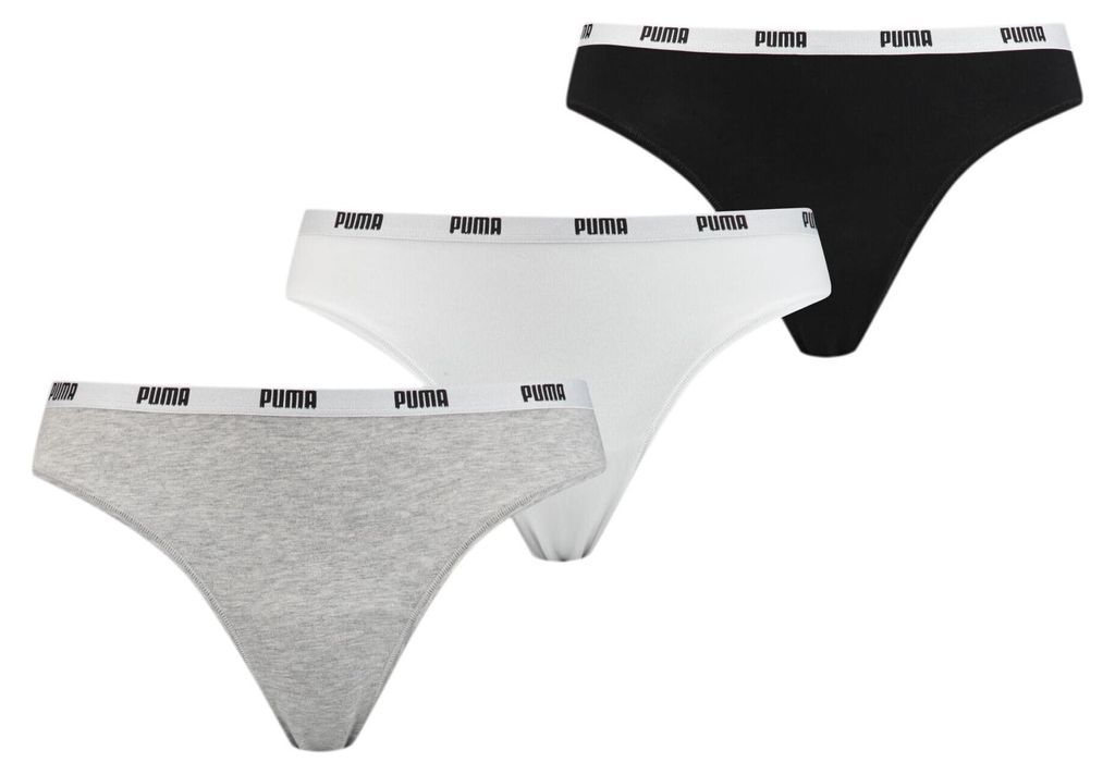 PUMA Damen String Unterwäsche, White / Grey / Black, L EU Produktbild 
