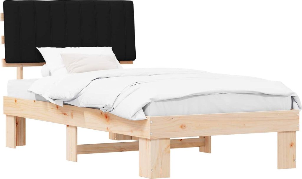 Bettgestell mit gepolstertem Kopfteil Schwarz 100 x 200 cm