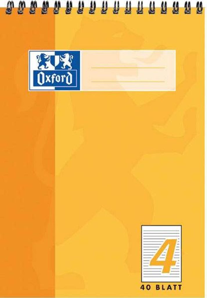Oxford Schulblock DIN A5 mit Kopfspirale Lineatur 4 40 Blatt