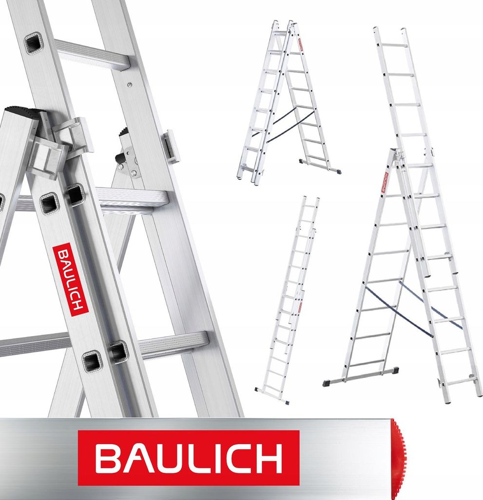 Baulich | Leiter - Aluminiumleiter - 3x8 Stufen - Klappbar Produktbild 