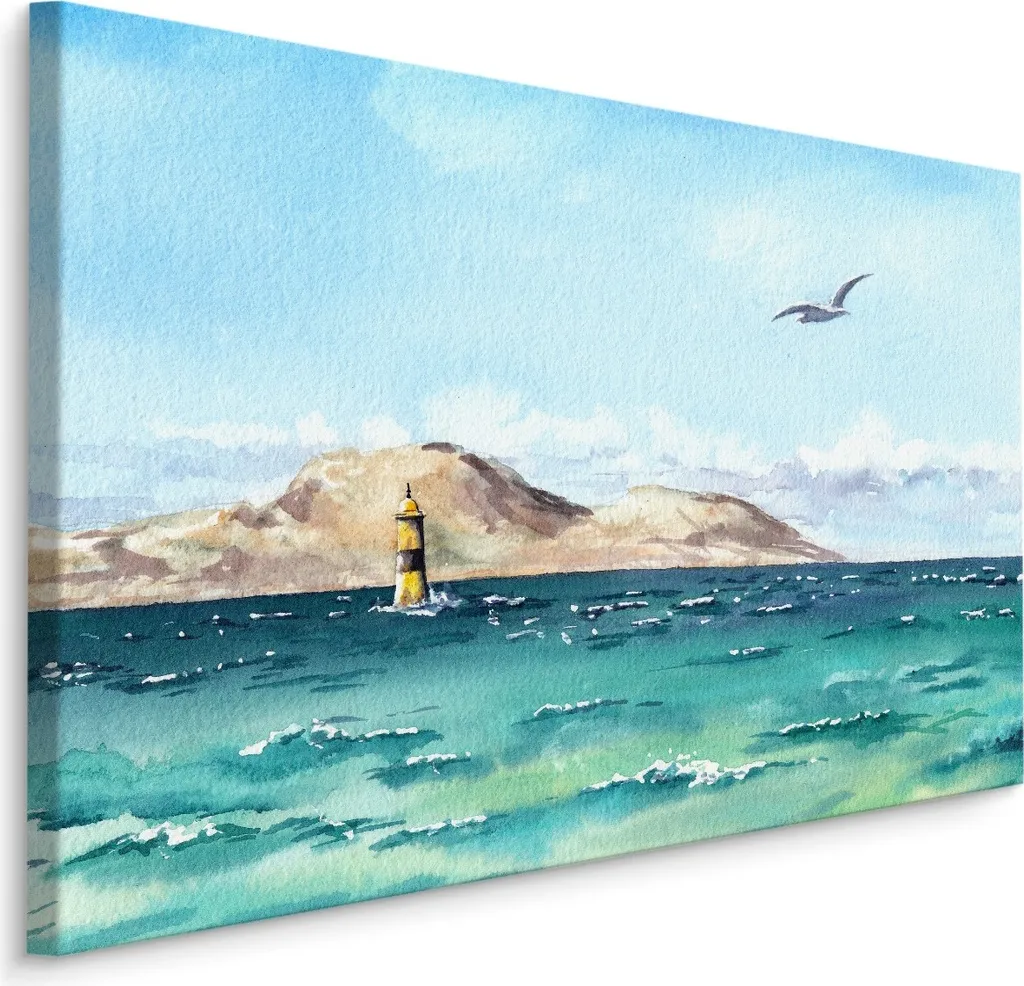 Fotomurale XXL 100x70 Tela Mare e Faro - Decorazione Parete Moderna