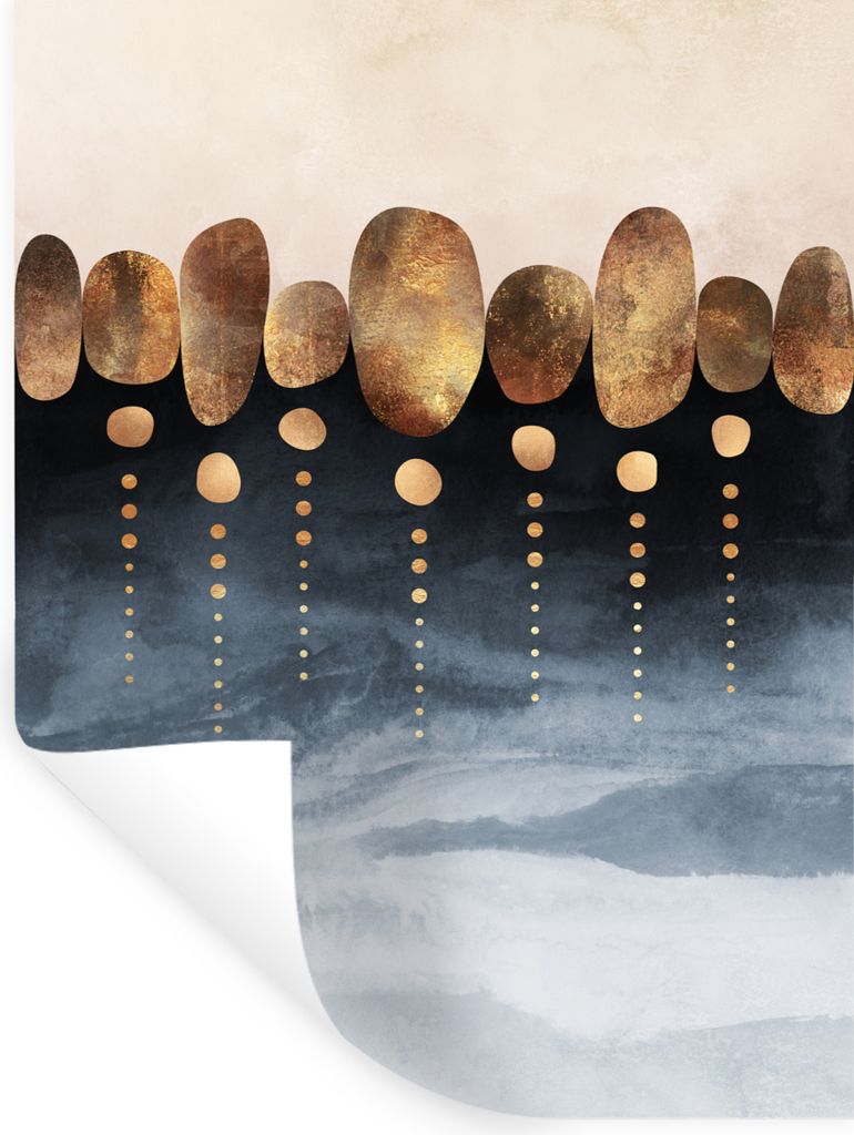 MuchoWow Wandtattoo Wandsticker Wandaufkleber Gold - Abstrakt - Luxus 30x40 cm Selbstklebend und Repositionierbar - Sticker - Dekorfolie