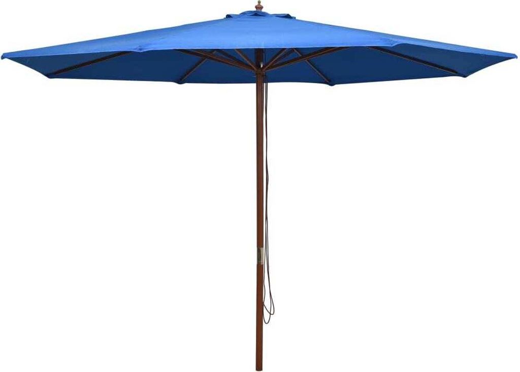 The Living Store Sonnenschirm mit Holzmast 350 cm Blau