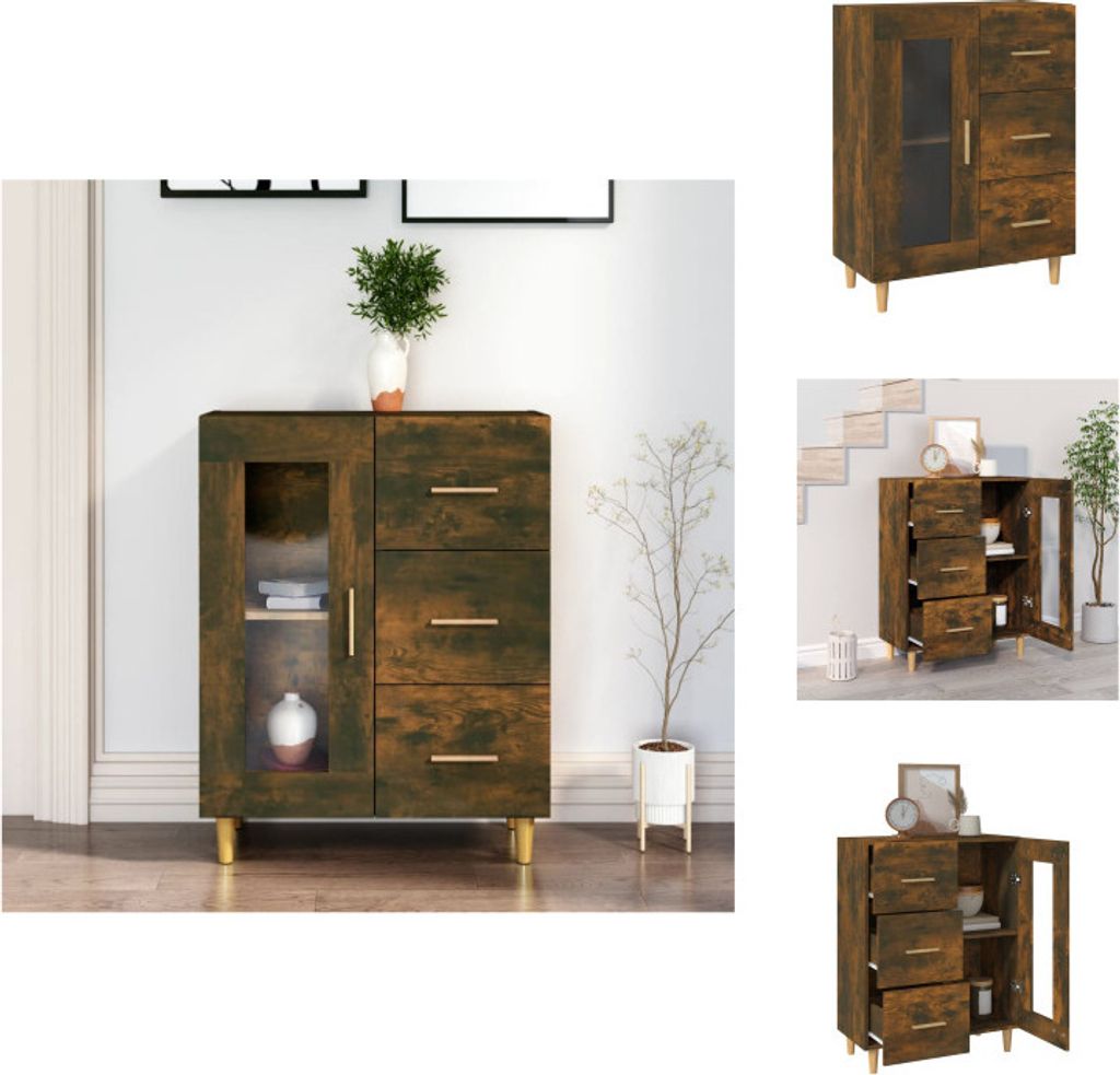vidaXL Sideboard Räuchereiche 69,5x34x90 cm Holzwerkstoff - Sideboards