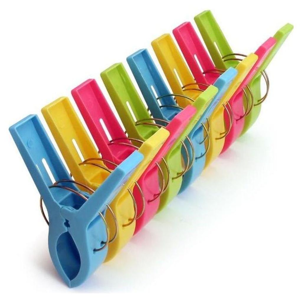 Große Wäscheklammern aus Kunststoff für Strandtücher, Liegestühle, Kleidung, Bettdecken, Badetücher usw. – 8er-Pack