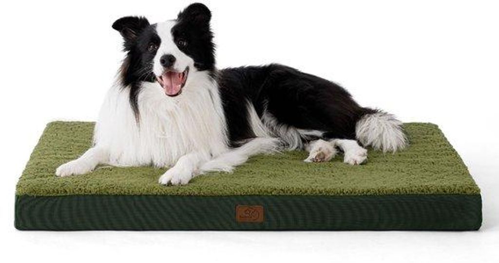 Orthopädisches Hundebett für mittelgroße Hunde - 91x69x7,6cm weiches Hundekissen, waschbares Hundematratzen in dunkelgrün für mittelgroße Hunde