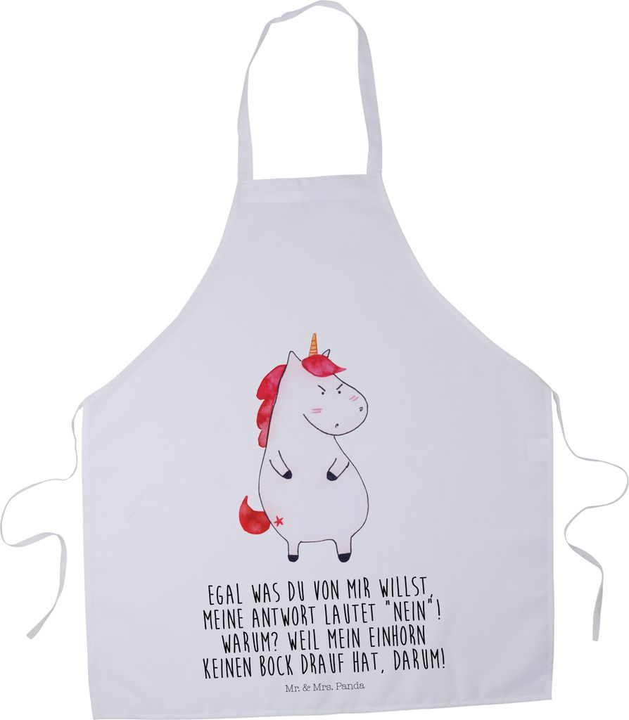 Mr. & Mrs. Panda Koch Schürze Einhorn Wut - Weiß - Geschenk, Arbeit, Unicorn, Grillschürze, Kochkleidung, Vorbinder, Büro, Kochschürze, Spaß,...