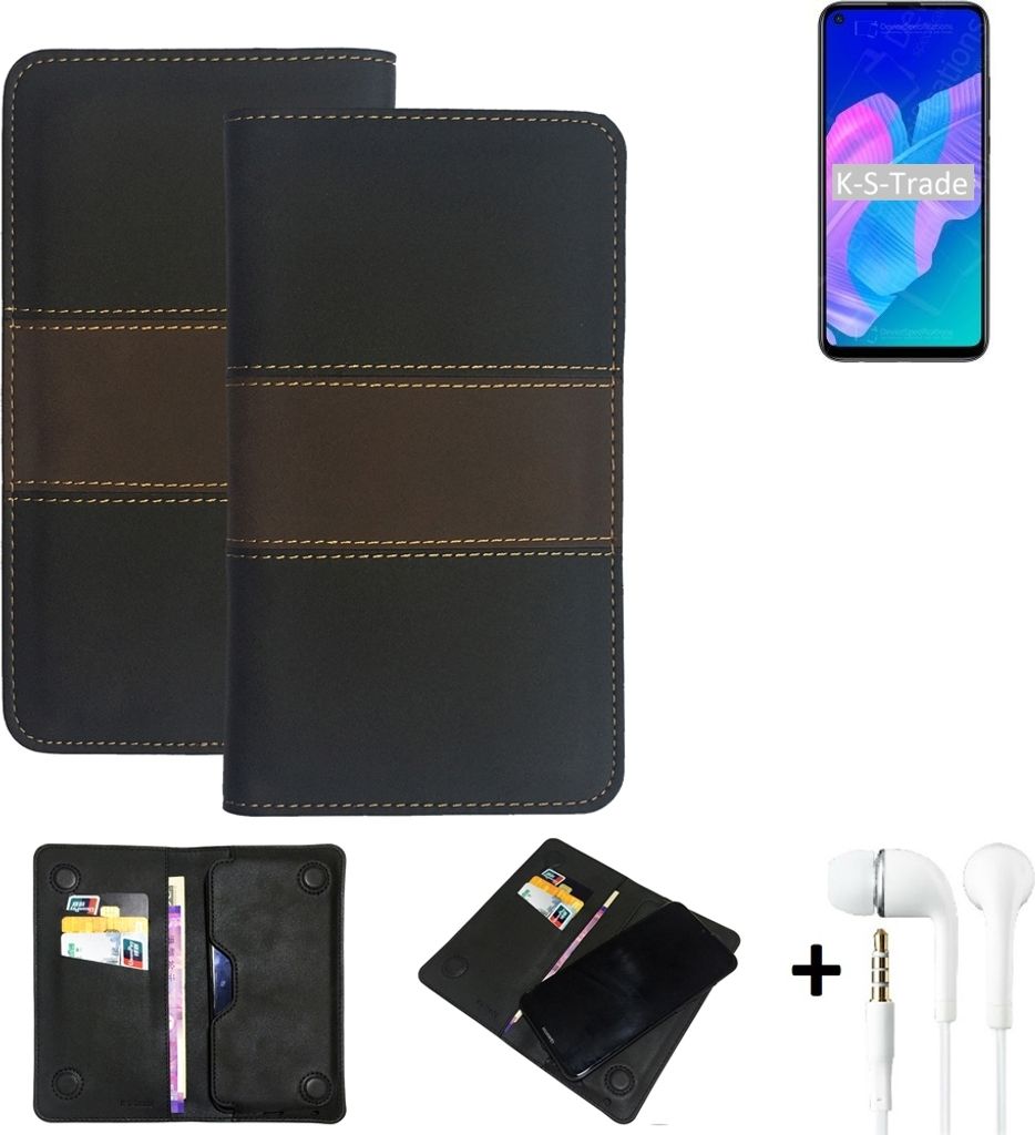 K-S-Trade Handyhülle + Kopfhörer kompatibel mit Huawei Y7p Schutzhülle Walletcase Bookstyle Tasche Schutz Case Hülle Wallet Cover Kunstleder