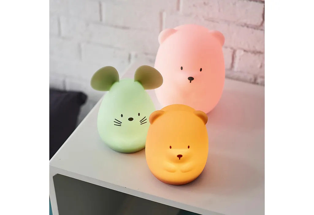 Grande veilleuse ourson 16 cm silicone souple à intensité variable - 4