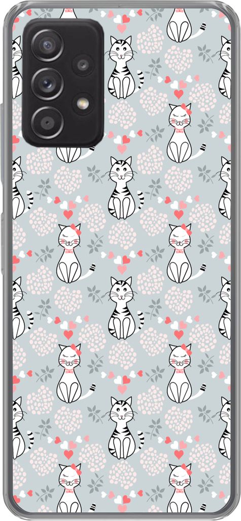MuchoWow Handyhülle Schutzhülle Hülle für Telefoonhoesje Samsung Galaxy A33 5G Muster - Katze - Herz - Mädchen - Kinder - Mädchen Silikon S...