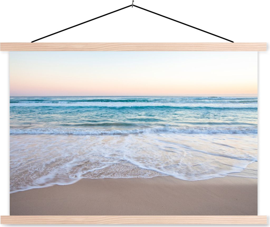 MuchoWow Textilposter Strand - Meer - Pastell 60x40 cm mit holzfarbenen Rahmen - Bilder