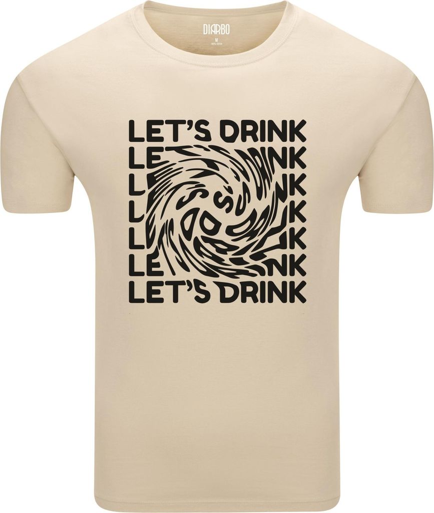 Diarbo Herren T-Shirt mit Lustigem Druck Lass uns trinken Beige Gr.L