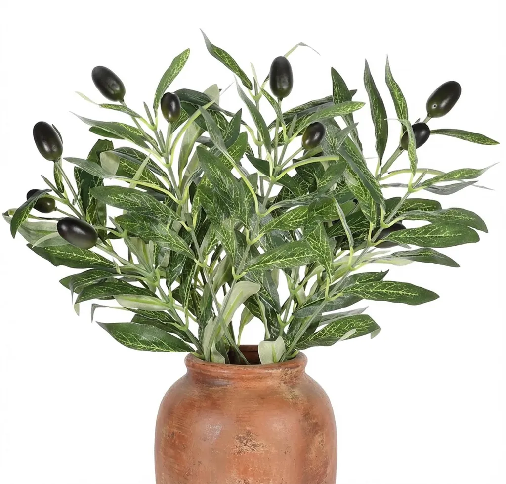 Branche d'olivier artificielle 28 cm lot de 5 tiges au feuillage dense