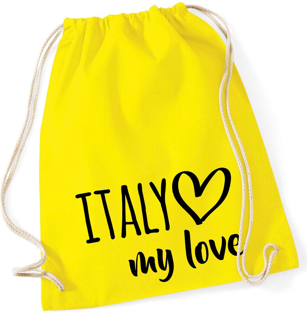 Huuraa Turnbeutel Italy my love 12 Liter Yellow Baumwolle Rucksack Geschenkidee