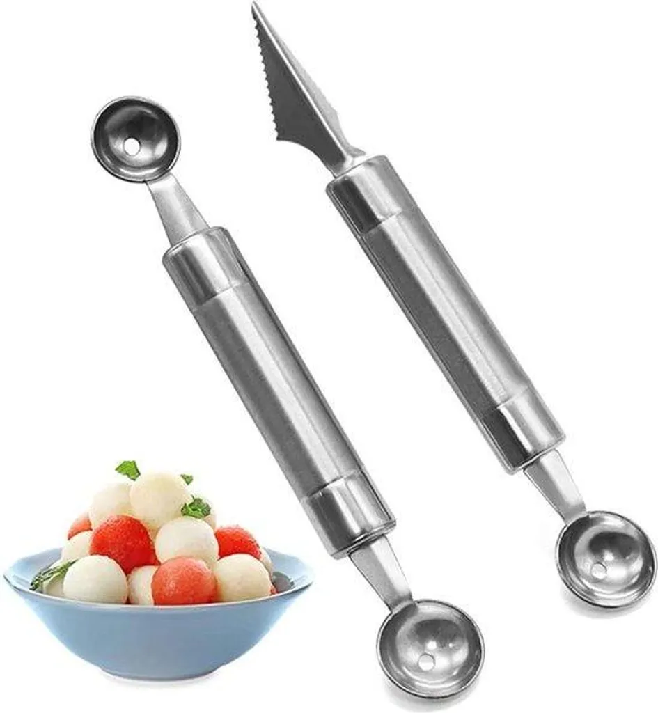 Cuillère à fruit en inox robuste de 30mm pour billes de pastèque x2