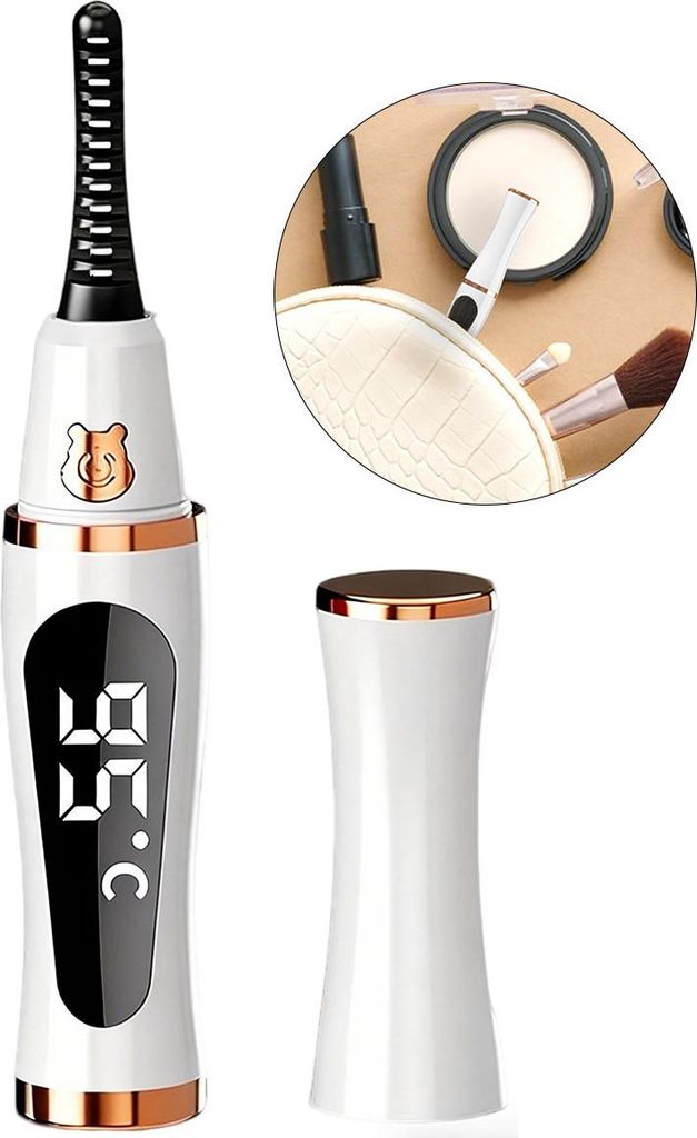 Elektrische Wimpernzange USB aufladbar, LED-Anzeige, 3 Temperaturstufen, tragbar, schnelles Aufheizen, langanhaltende Wimpern, handlich, ideales Ge...