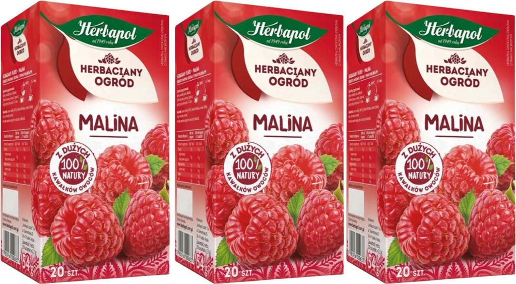 Herbapol Himbeere Früchtetee 60 Teebeutel - Himbeeren Tee Produktbild 
