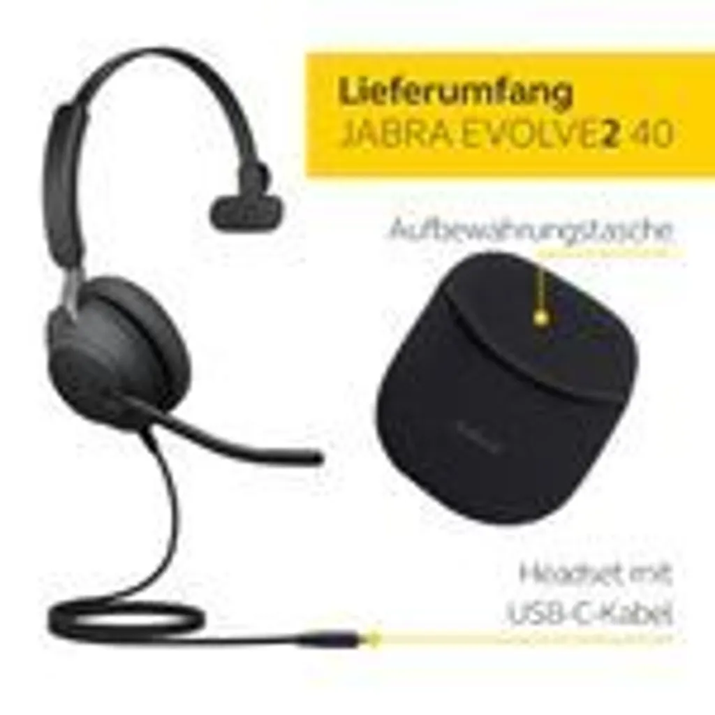 Casque Jabra Evolve2 40 MS avec Isolation Phonique et Micro Antibruit
