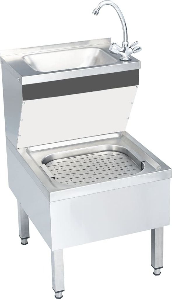 The Living Store Gastro-Handwaschbecken mit Wasserhahn Freistehend Edelstahl