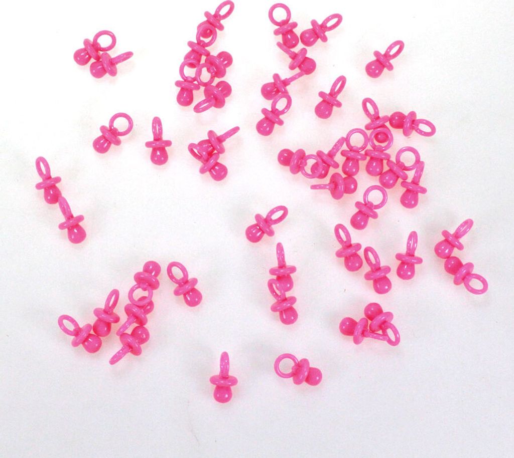 48 Schnuller 2,8x1,5cm Streudeko Taufe Geburt Baby Deko Tischdeko, Farbe:rosa