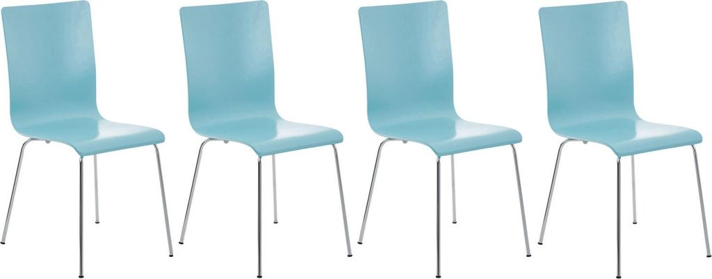 4er Set Besucherstuhl TUNIS - Holz Hellblau 43x47x87 cm | Besucherstühle Konferenzstuhl Wartezimmerstuhl Bürostühle Bürostuhl Konferenzraum