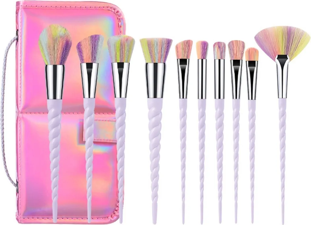10 pezzi set di pennelli per il trucco, pennelli per fondotinta, pennelli per il trucco pennelli cosmetici pennelli per ombretto viso, set di pennelli per il trucco con borsa laser