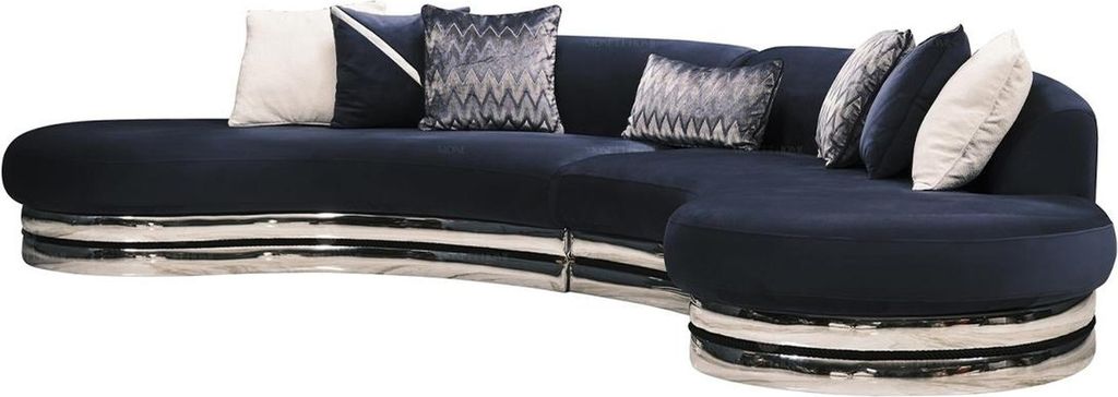 Komplette Couchgarnitur Stoffsofa Polstersofa Couch Blau Set Sofa 3tlg
