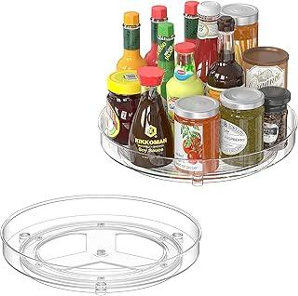Radikor 2 Stück Drehteller Kühlschrank Organizer, 360° Lazy Susan Drehbares Gewürzregal, 24cm Drehteller Küche, Drehplatte Kühlschrank für G...