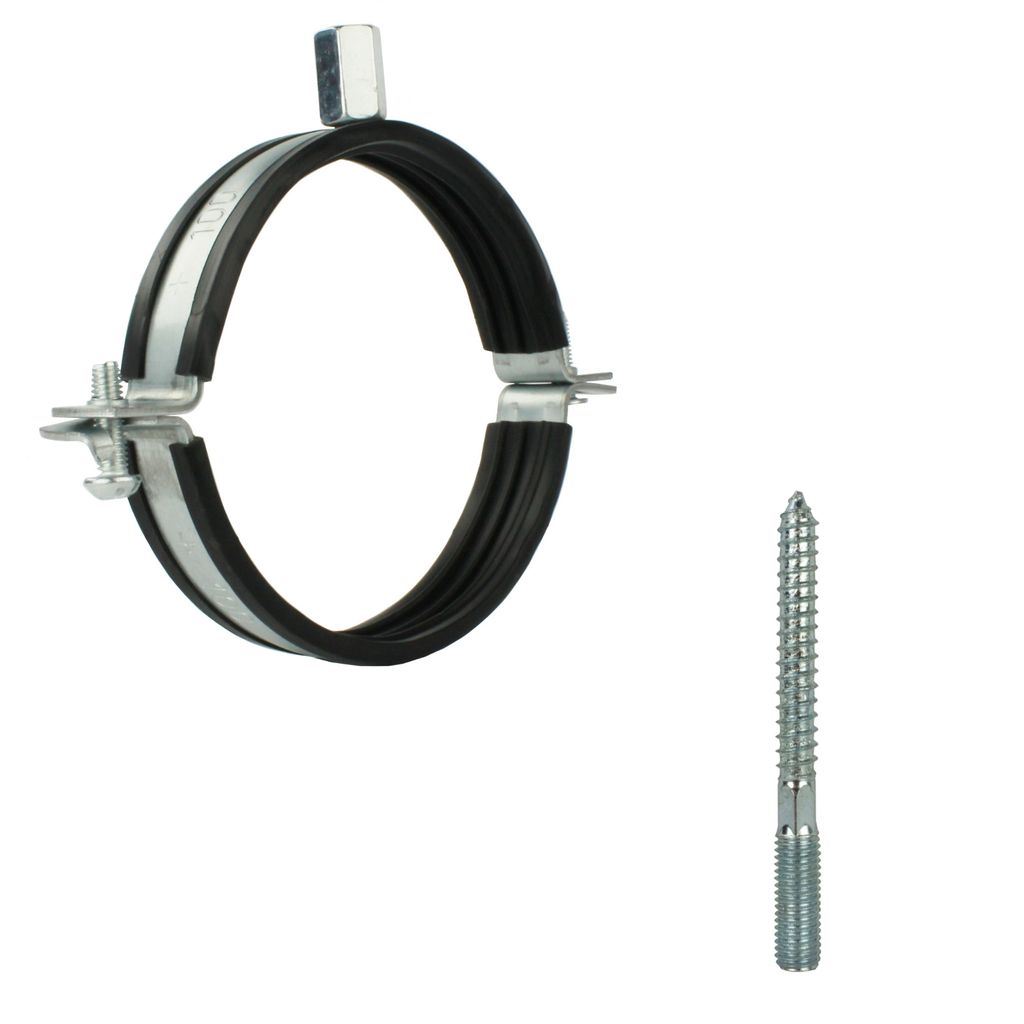 Rohrschelle Wickelfalzrohr Stockschraube Halterung Halter Rohr Lüftung Dichtung mit Ø 200 mm 5 Sk.