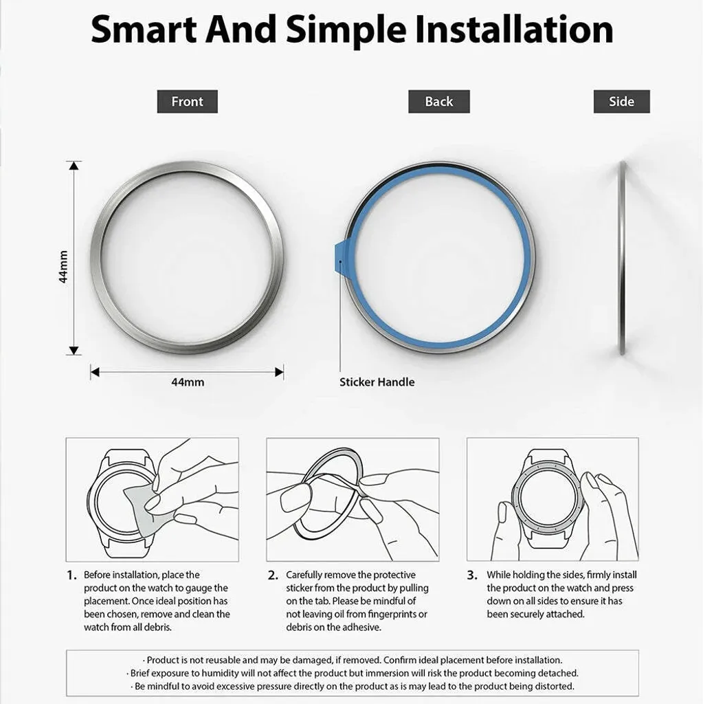 Ringke Styling Custodia Telaio Busta Anello Samsung Galaxy Watch 5 44mm / 4 44mm Argento (Acciaio inossidabile) (GW4-44-04) - 10