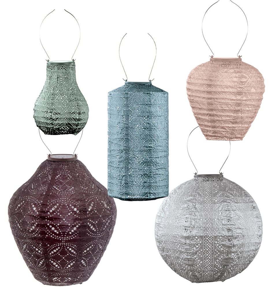 LUMIZ Gartenbeleuchtung - Außenleuchten - Cimbrone Satz - 5 Stücke - Solarlamp - Petrol/Taupe/Pink/Grün/Gold