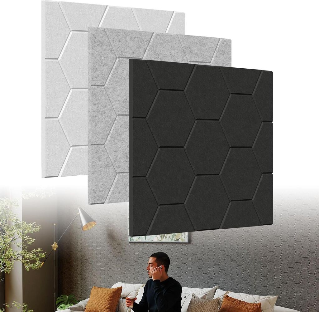 TWOLIIN 3D Akustikpaneele Selbstklebend, Schallschutz Schallabsorber Wandpaneele Schalldämmung Wandverkleidung für ruhige Räume, Akustische Beha...