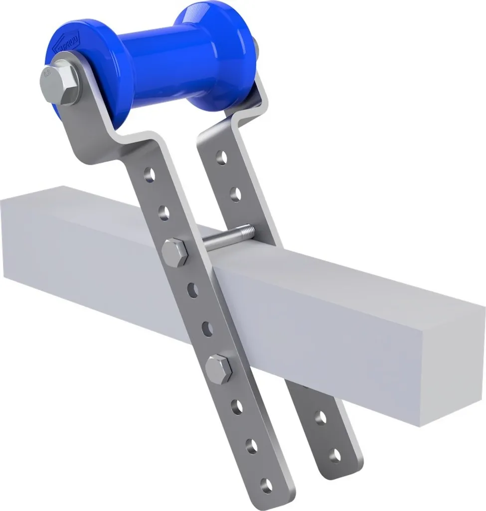Rullo per chiglia in poliuretano con supporto H altezza regolabile rimorchio per barca a forma di rocchetto zincato SUPROD, 125 / 60 mm, blu