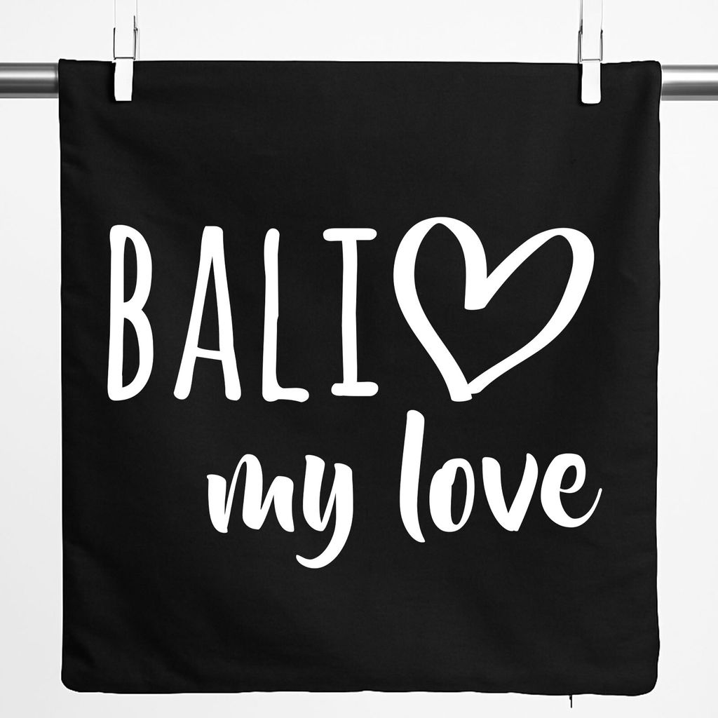 Huuraa Kissenbezug Bali my love 40x40cm Black Baumwolle Dekokissenbezug Geschenkidee