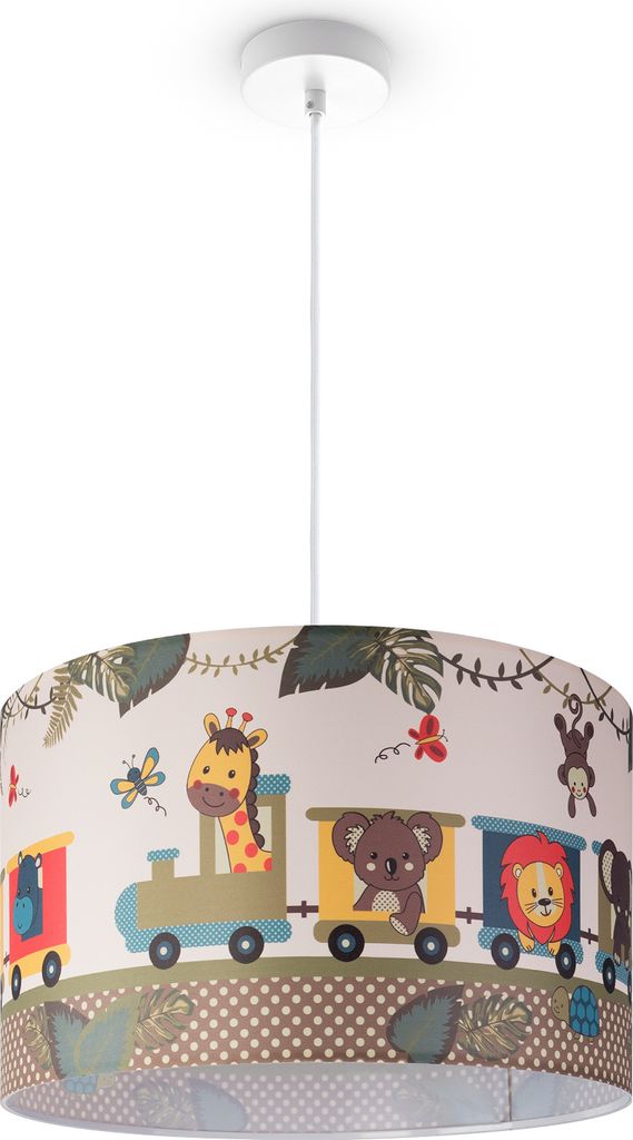 Kinderlampe Deckenlampe LED Pendelleuchte Kinderzimmer Lampe Zug Tieren, E27 Leuchten Farbe / Größe Grün (Ø45.5cm)