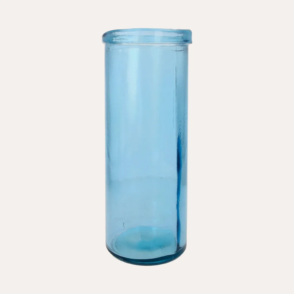 Vase cylindrique turquoise idéal pour bouquets de fleurs et centres