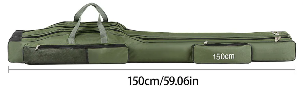 Fourreau de pêche 150cm portable et pliable avec grands compartiments