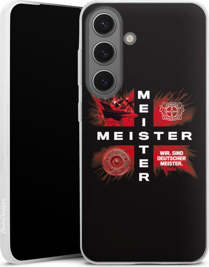 DeinDesign Slim Hülle für Samsung Galaxy S25 Silikon Case Ultra Dünn Handyhülle Bayer 04 Leverkusen Meister Offizielles Lizenzprodukt