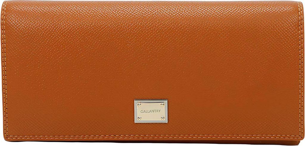Gallantry, Damenportemonnaie Loulou genarbt mit Logo-Metallplatte, Braun