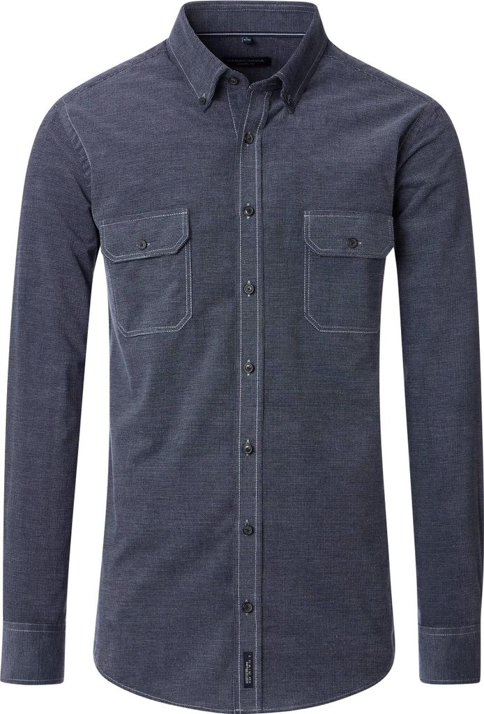 CASAMODA Herren Hemdjacke Langarm Button-Down Casual Cord Blau L