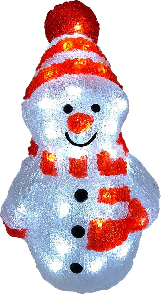 LED Schneemann Weihnachtsbeleuchtung Acryl kaltweiß 40 LEDs Strombetrieb Außen