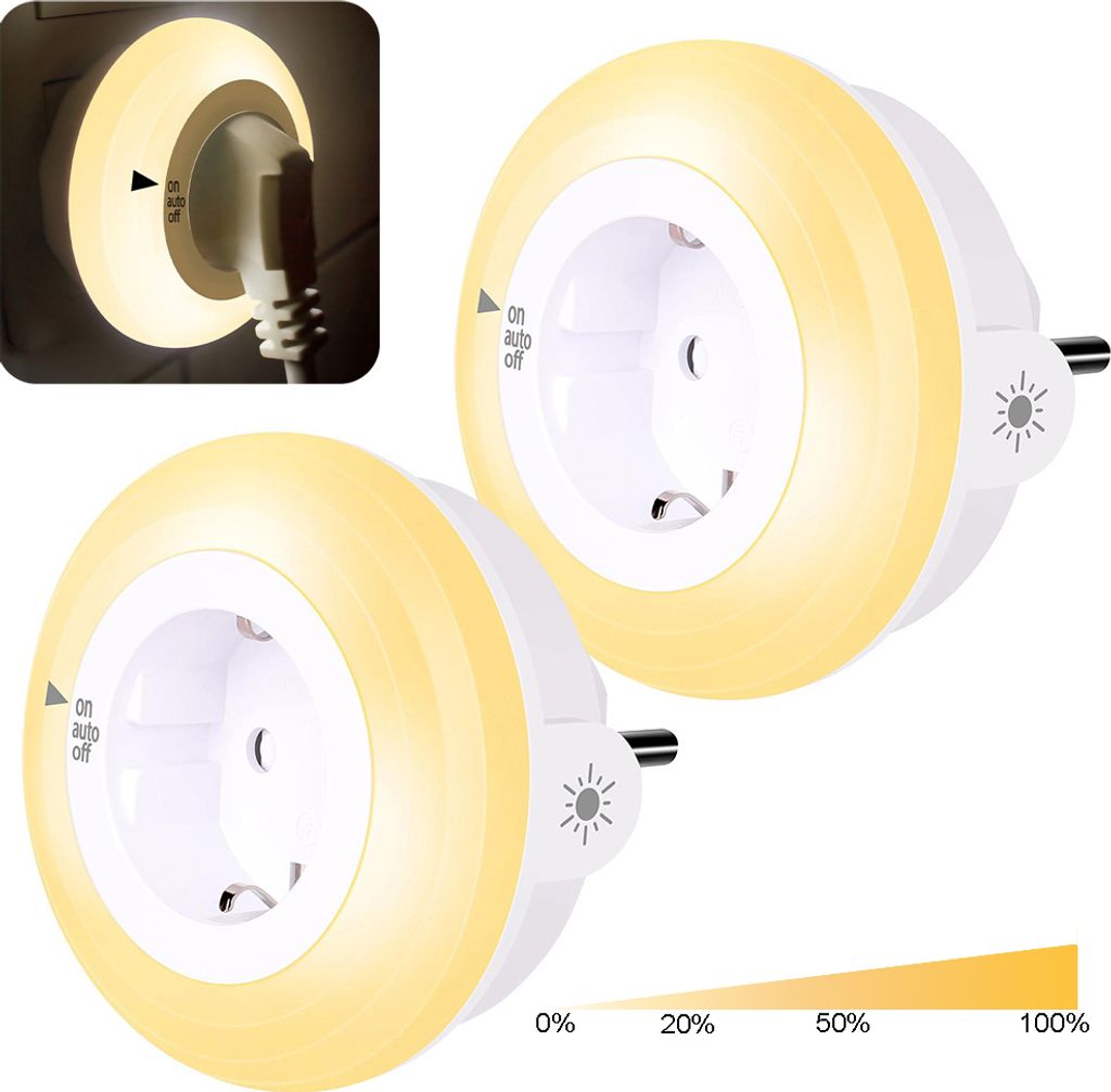 2 sztuki lampka nocna LED gniazdo ściemnialny czujnik Zdjęcie produktu 
