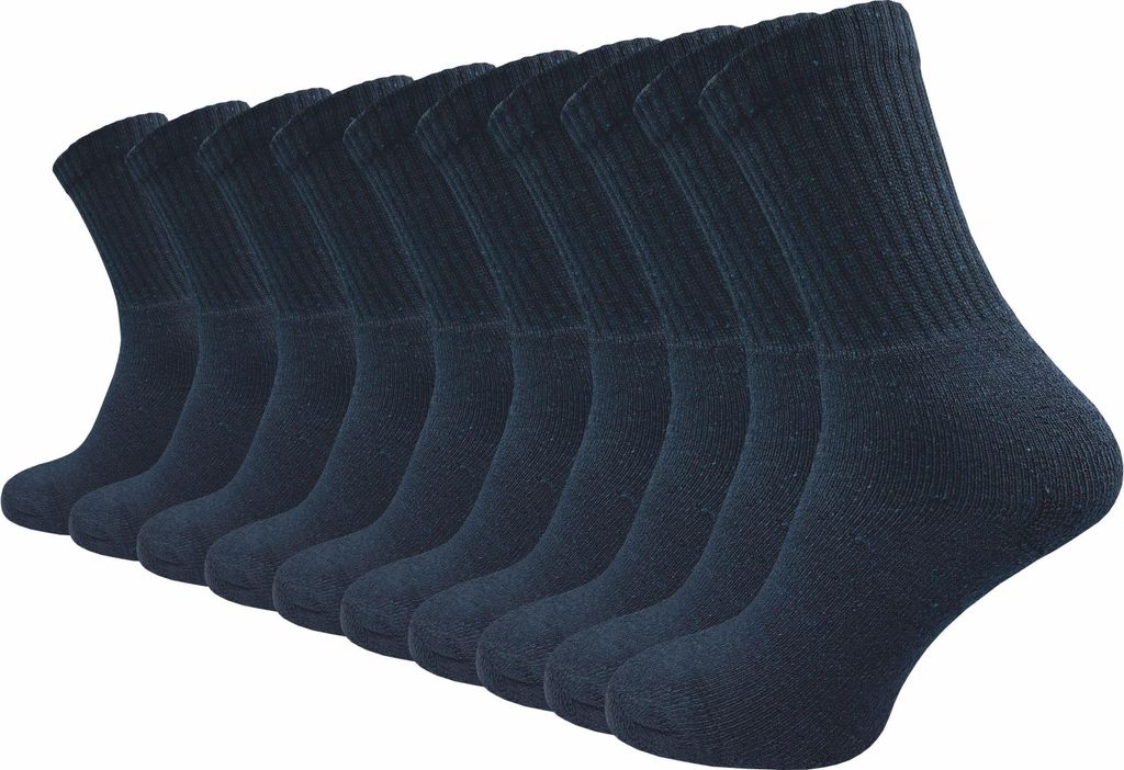 Gawilo Arbeitssocken aus Baumwolle - schlichter, cleaner Look - extra verstärkter Plüschfuß | Herren (10 Paar), Blau / 39 - 42
